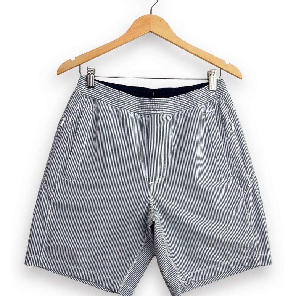 Birddogs Boom Shorts Mens Medium Blue Striped Seersucker Golf Boomstick Lined